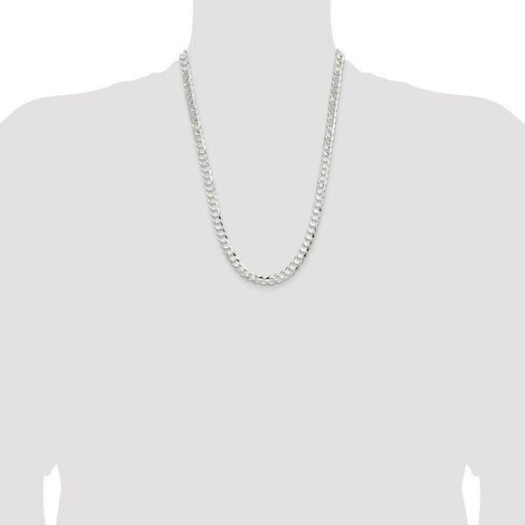 Kazi Luxury Sterling Silver 8mm Concave Beveled Curb Chain - Picture 4 of 4